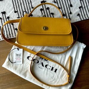 Coach ORIGINALS 1990 Design Yolk/yellow TURNLOCK CLUTCH Top Handle Crossbody Bag